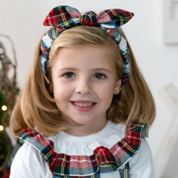 Fita de orelhas tartan branco