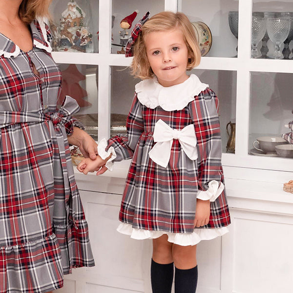 Vestido menina tartan cinza