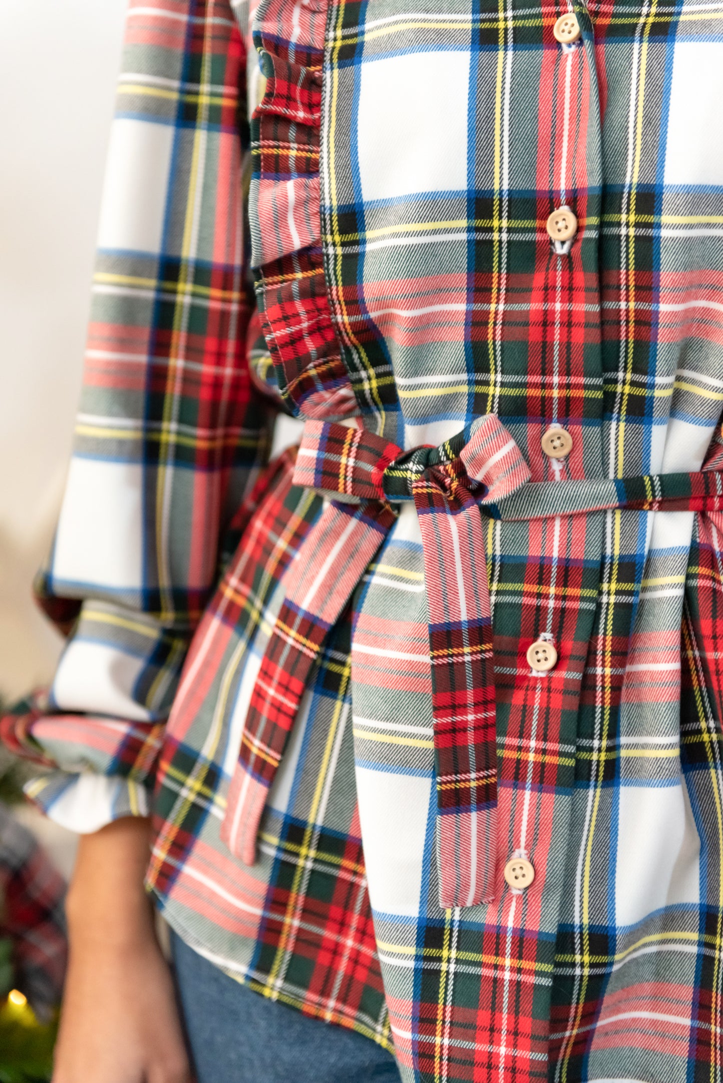 Túnica senhora camisa tartan branco