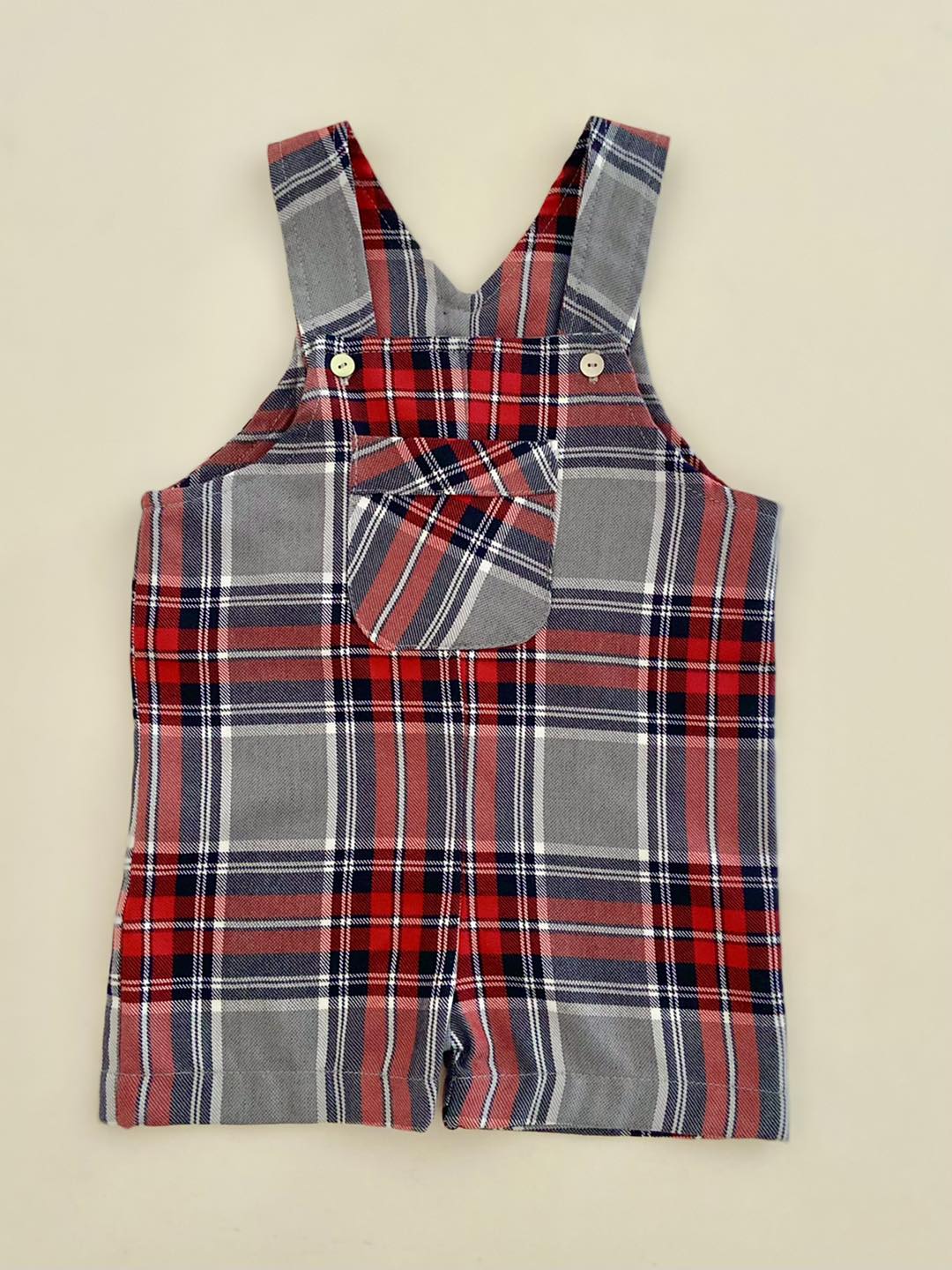 Jardineira tartan cinza bebé menino