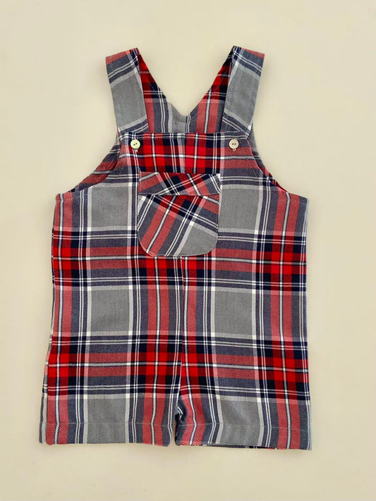 Jardineira tartan cinza bebé menino