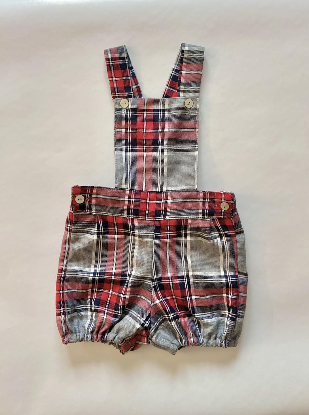 Jardineira fofo tartan cinza bebé menino