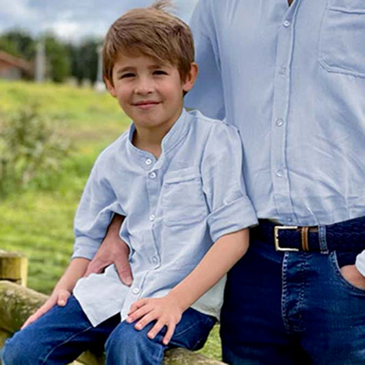 Camisa Menino Linho Gola Padre