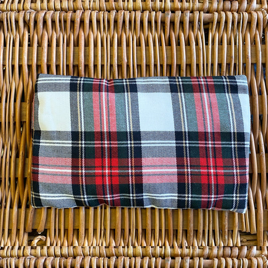 Almofada térmica de sementes tartan branco