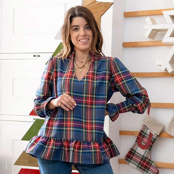 Túnica senhora tartan azul